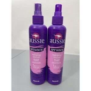 2 Aussie Sprunch Hair Spray Flexible Hold Jojoba Oil Curl Lock 8.5oz Non Aerosol